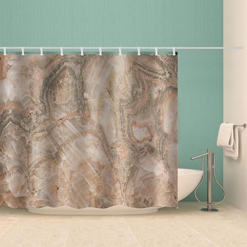 Rideau de douche en textile beige résistant pour éviter les flaques - 4