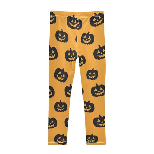 Black Pumpkin Silhouette Orange Girls Leggings Soft Stretch Workout Yoga Dance Pants for Kids Casual Tights2