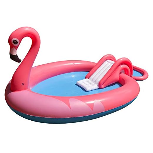 JILONG 57133 pool för barn, flamingo-form, med rutschkana, 240 x 150 x 95 cm, säker och bekväm