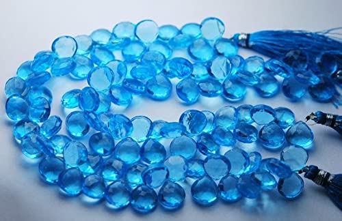 Quartz bleu ciel 11mm cœur briolette sans défaut pour enfilage de bijoux