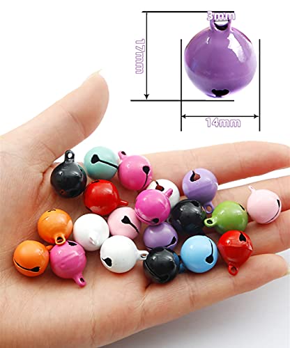 MSCFTFB 100 Pieces Craft Jingle Bells Colorful Charm Pendant Bead Bells for Pet Collar Jewelry Making Christmas Home Décor Wreath Garland Ornaments(Multi, 1/2inch)