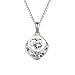 T400 925 Sterling Silver Cubic Zirconia Pendant Necklace Openwork Hollow Heart Women Gift