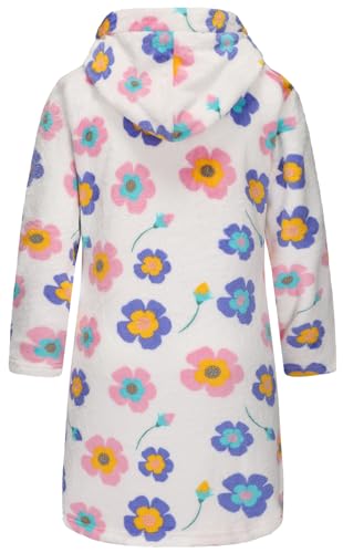 Image of Girls Fleece Robe Boys Hooded Bathrobe Soft Flannel Robe For Kids（Flower，7-8 Years）