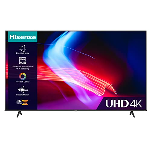 Hisense 58 Inch VIDAA Smart TV 58A6KTUK - Dolby Vision Pixel Tuning Voice Remote Share to TV and Youtube Freeview Play Netflix and Disney (2023 Model) Black