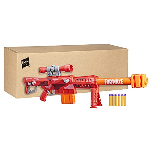 Nerf Fortnite Heavy Sr Blaster, Longest Fortnite Blaster Ever, Removable Scope, Bolt Action, 6 Official Mega Darts, 6-Dart Clip #TOP1