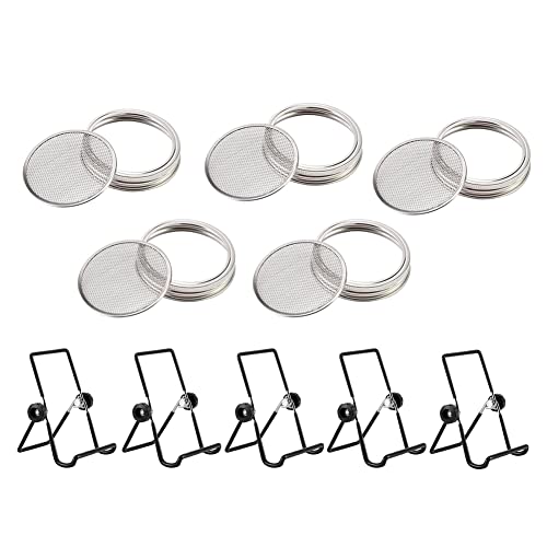 Wuden 1 Set Stainless Steel Sprout Lids Sprouting Lids with Screen for Wide Mouth Jars