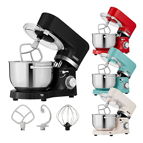 Arebos Küchenmaschine 1500W Schwarz | Knetmaschine mit 2x...