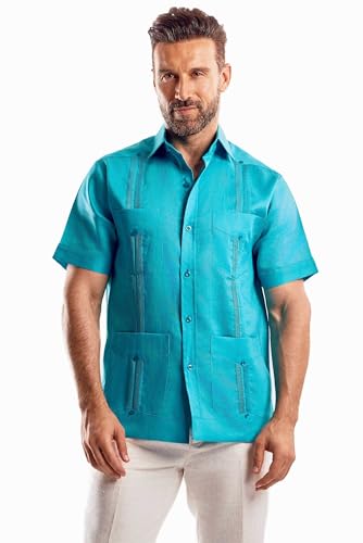 Mojito Men's 100% Linen Traditional Four-Pocket Short Sleeve Guayabera Shirt4
