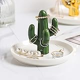 Cactus Ring Holder Dish for Jewelry Tower Earring Trinket Tray Dish Ceramic Jewelry Organizer...