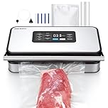 INKBIRD Macchina Sottovuoto Professionale per Alimenti con Modalità Secco/Umido/Liquido, Doppia Pompa, 20L/min, 160W, Basso Rumore, Taglierina Incorporata, Rotoli e Sacchetti Inclusi