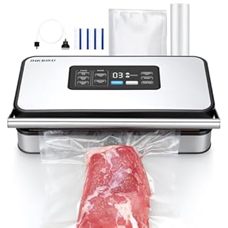 INKBIRD Machine Sous Vide Professionnelle pour Alimentaire, Double Pompe, Automatique, Modes Sec/Humide/Liquides, 20L/min, 160 Watts, Silencieuse, Coupeur Intégré et Rangement, Sacs et Rouleaux Inclus