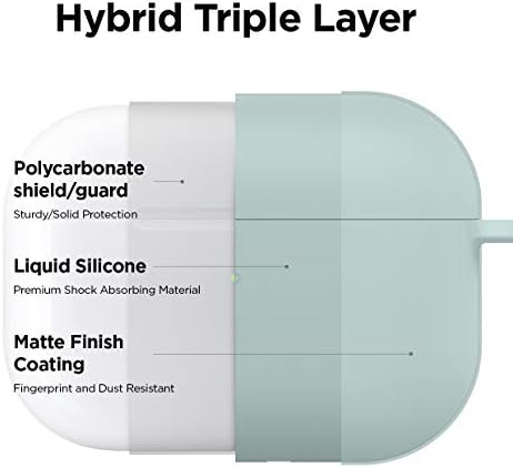 elago Liquid Hybrid Silicone Case with Keychain Designed for Apple AirPods Pro Case - Triple Layer Structure : Perfect Shockproof Protection, Premium Silicone Cover (Mint)