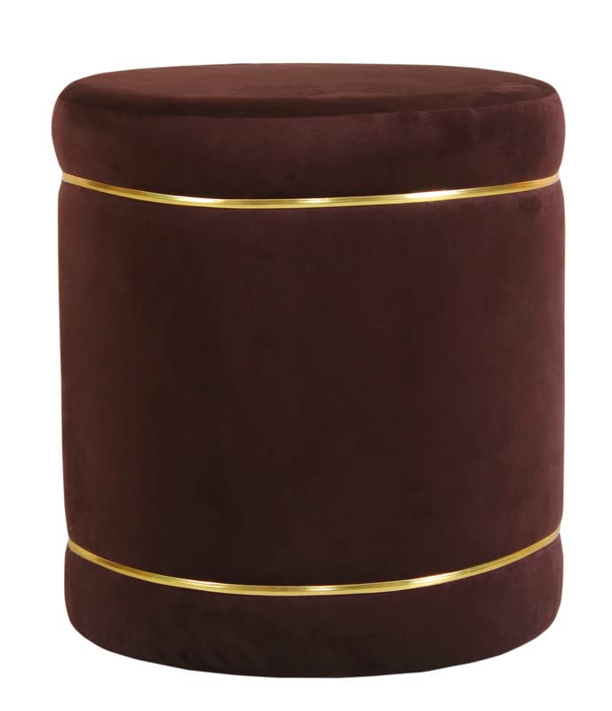 Image of Pouffes Sitting Stool for Living Room, Puffy Wooden Ottoman | Round Pouffe for Living Room & Bedroom | Pouf for Office & Home Decoration & Modern Seating Stool (Coffee)
