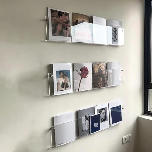 Revistero acrílico, soporte para folletos de montaje en pared, elegante almacenamiento de literatura para decoración de oficina y hogar, exhibición colgante para registros y libros