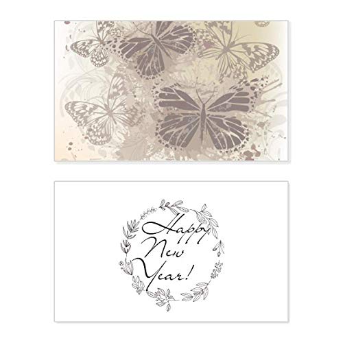 Papel pintado de mariposa gris vintage para tarjetas de Año Nuevo y mensajes
