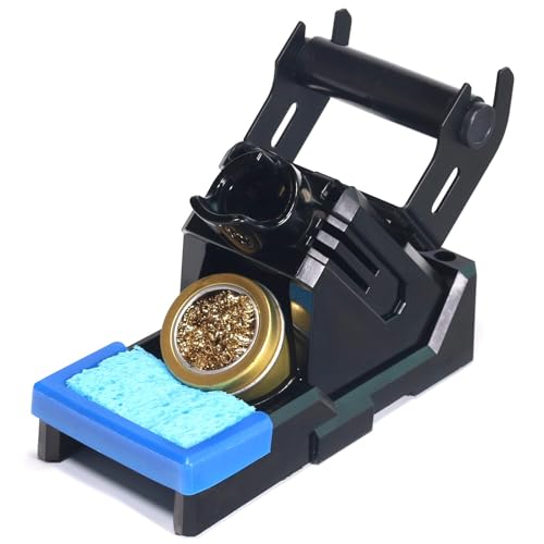 YIHUA X-2 Evolution Advanced Heat-Resistant Soldering Iron Holder & Storage System with Solder Spool Holder Brass Wool Tip Cleaner Cleaning Sponge Protective Edge 5 Integrated Tip Storage Slots