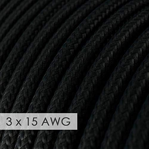 Extension Cord - Round Black Rayon RM04-15/3 AWG - 50ft