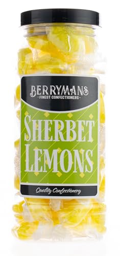 Original Sherbet Lemons Retro Sweets Gift Jar by Berrymans Sweet Shop - Classic Sweets, Traditional Taste.