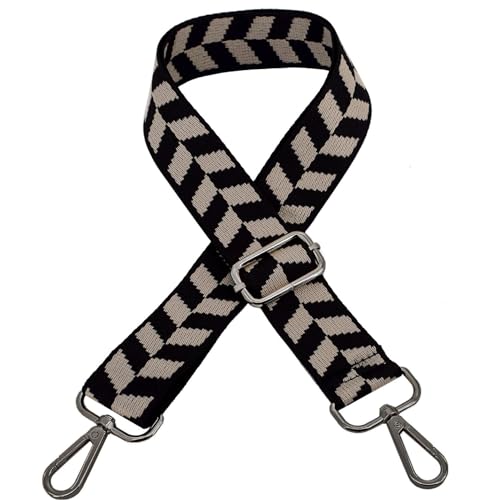 Image of Women's R202304rhombic Purse Strap (Pack of 1), Black checked metal buckle, 26 inch to 52 inch