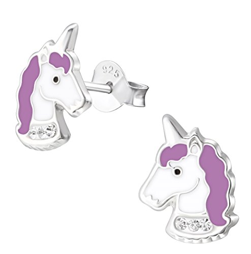 ICYROSE 925 Sterling Silver Purple Unicorn Stud Earrings 32011 (Nickel Free)