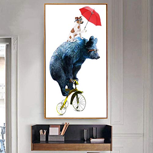 Cuadros Decoracion Salon Entrada Decoración Pintura Sofá Fondo Pared Versión Vertical Simple Pasillo Único Pasillo Perro Oso Mural -50X75Cm_No_Frame Cover
