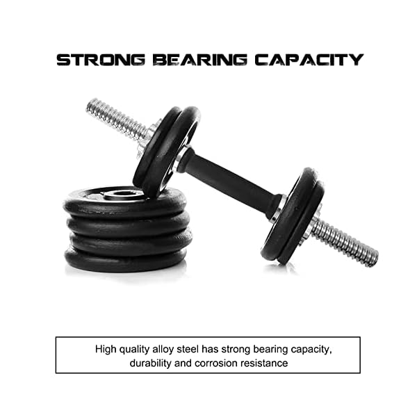 Threaded Dumbbell Rubber/Chrome Handles 1 Inch Pair, Adjustable Dumbbell Bar Handles, Fits Standard Weight Plates with 1” Diameter, for Gym Workouts, Exercise, Weightlifting, Sold in Pair - Image 4
