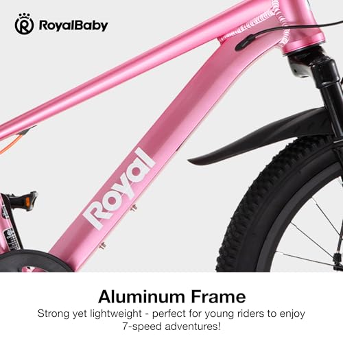 Image of RoyalBaby Kids Mountain Bike for Boys and Girls, Ultra-Light Aluminum 20-26 Inch Wheel Bicycle for 6-14 Years Old Children, 7 /21-Speeds Drivetrain
