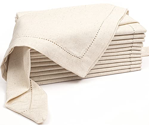 Flax Linen Cotton Cloth Dinner Napkin 20"X20" With Holes Natural,Wedding Napkins,Cotton Napkins Mitered Corners,Machine Washable Dinner Napkins,Linen Napkins Set Of 12|Table Napkins,Boho Cloth Napkin #TOP1
