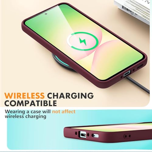 Image of DIZORO Microfiber Candy Case for Samsung A36 5G Smooth Touch Cushion Liquid Soft Silicone Gel Rubber Phone Cases Non-Slip Full Body Protective Shockproof Back Cover (Wine)