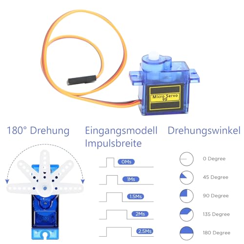 ARCELI 2Pcs 9G Mini Micro Servo Motor für Hand/RC Robot Arm/Gehen Hubschrauber Boot Flugzeug Helikopter Auto Fahrzeugmodelle Steuerung mit Kabel, Micro Motor Servos Modellbau für Arduino