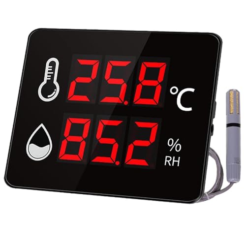 Medidor digital de temperatura y humedad con alarma, grabación máxima/mínima para el hogar, aula, monitoreo industrial