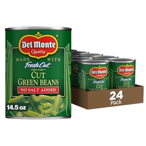 Del Monte FRESH CUT BLUE LAKE Cut Green Beans, No Salt Added Canned Vegetables, 24 Pack,14.5 oz Can