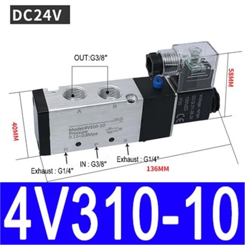 Électrovanne pneumatique 4V310-10 DC24V à 5 voies et 2 positions - 3