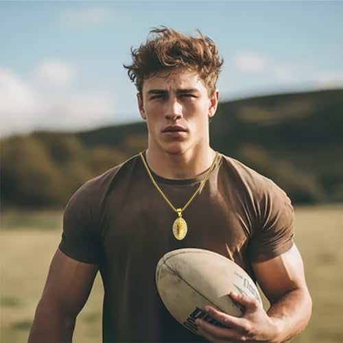 Football Necklace American Football Pendant Chain Trendy Touchdown Sports Necklaces for Football Fans Jewelry Gift3