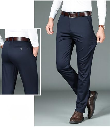 Calormas Mens Dress Pants Calormas Men's Casual Slim-Fit Trousers High Waisted Stretch Slim Fit Business Casual for Work Golf2