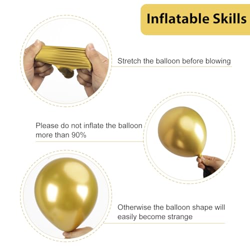 Image of RUBFAC Black and Gold Balloons 129pcs Different Sizes Pack of 18 12 10 5 Inch, Latex Balloon Garland Arch Kit for Party Graduation Wedding Holiday Happy Birthday Decoration