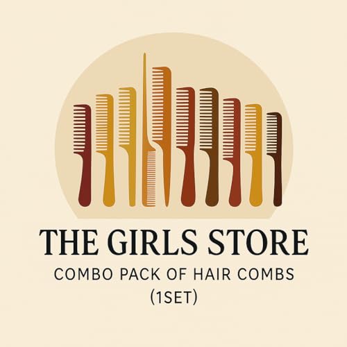 Image of The Girls Store 12-Piece Hair Comb Set | Combo Pack of 6 Varieties (2 Each: Handle, Simple, Zua, Gol, Tail & Small Combs) | Durable Styling Kit for All Hair Types