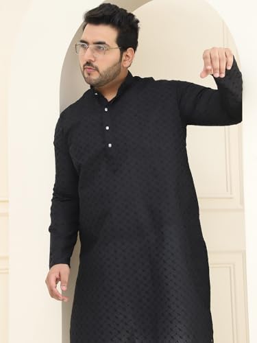 Image of SOJANYA Plus (Since 1958) Men's Silk Blend Embroidered Only Long Kurta