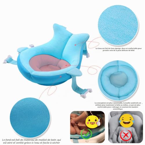 Bain pour bébés Oreiller Baignoire pour Nouveau-né, Siège Coussin antidérapant pour Bébé, Bain Doux Flottant pour Nouveau-né 0-12 Mois, Tissu à séchage Rapide – vue 3