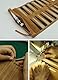 ELLENNE - Backgammon aus echtem Leder mit handgenähten Nähten - tragbar für Reisen aufrollbar