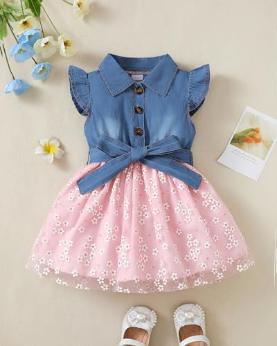 Toddler Girl Clothes Denim Tulle Dresses Baby Summer Tutu Sundress Outfit Toddler Princess Dress for Girls2