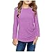 Genérico Túnica para niñas pequeñas, cuello redondo, ultrasuave, de color sólido, de manga larga, informal, con botones laterales Camiseta Deporte Mujer (Purple, 10-11 Years)