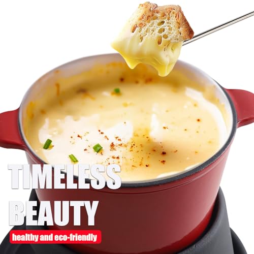 image for Artestia Cast Iron Cheese Fondue Pot for Chocolate Fondue Pot Swiss Fo