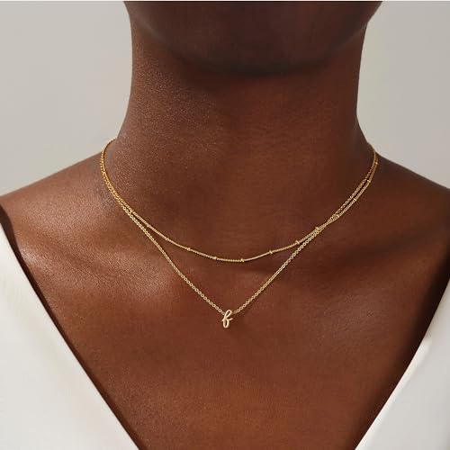 image for Yoosteel Gold Initial Necklaces for Women, Dainty 14K Gold Plated Laye