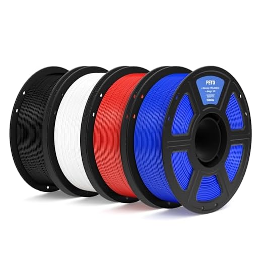 ELEGOO PETG Filament 1.75mm Bundle 4KG, 3D Printer Filament Dimensional Accuracy +/- 0.02 mm, 4pcs 1kg Spool(2.2lbs) Fits for Most FDM 3D Printers(Black, White, Red, Blue)