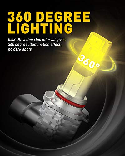 Image of AUXITO 9145 9140 H10 LED Fog Light Bulb Fanless, 6000LM Per Set, CSP LED Chips, 3000K Golden Yellow, Fog Light Bulbs or DRL Replacement, Pack of 2
