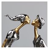 xuejuanshop Pocałunek para figurka żywica rękodzieło miłośnicy statuetka rzeźba dom ślub dekoracja