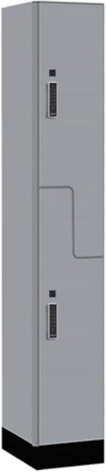 Salsbury Industries 12" Wide Premier Wood Locker-Double Tier 'S' Style-1 Wide-6 Feet High-21 Deep-Winter Fog-Black Electronic Locks