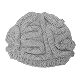 Sombrero de Cerebro Divertido de Parodia de Color sólido Tejido a Mano Sombrero de Cerebro Casual de Multicolor (Grey One Size)