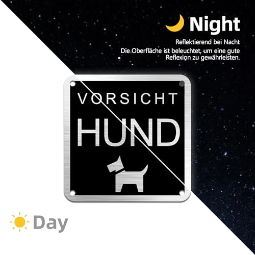 TAKULA 10 * 10cm Vorsicht Hund Schild, Warnschilder Hunde, Hundewarnschild, Kleines Metallschild Hund, Doppelmontage (Bohrung+Klebeband) | 2 Stück